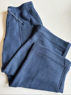 Smartwool Large Terry Wide Leg Crop Pants Breathable Stretch Pocket Denim Blue